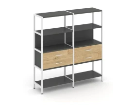 Двухсекционный стеллаж четырехярусный с ящиками 1590х400х1613 Шелф Систем / Shelf System images