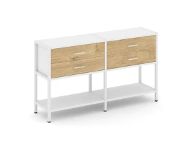 Двухсекционный стеллаж двухярусный с ящиками 1590х400х879 Шелф Систем / Shelf System images