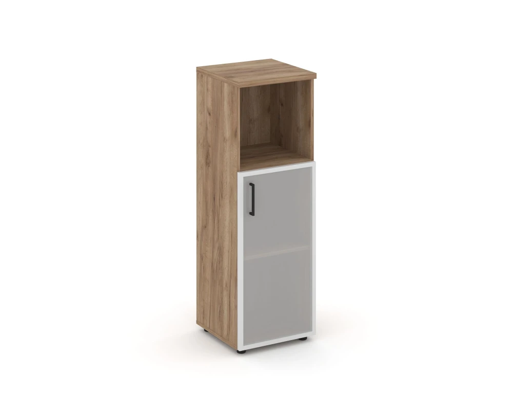 Шкаф средний узкий правый мат. стекло с нишей 400x400x1203 зад. стенка HDF Стайл Проджект / Style Project