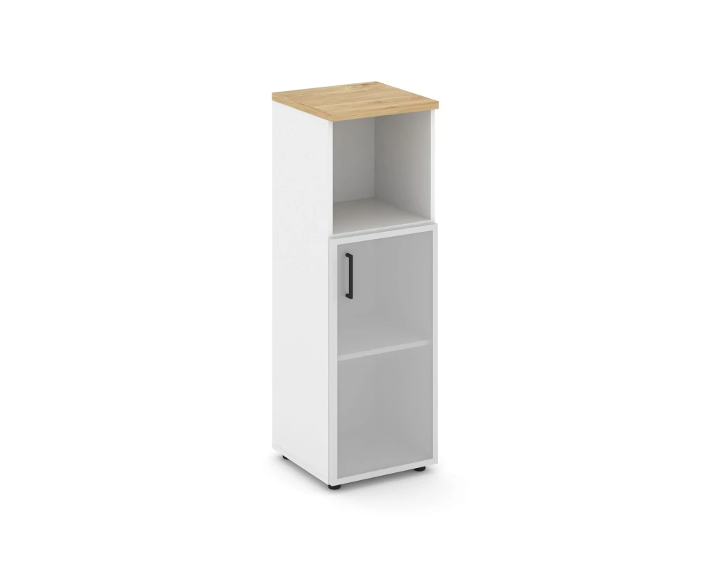 Шкаф средний узкий правый мат. стекло с нишей 400x400x1203 зад. стенка HDF Стайл Проджект / Style Project